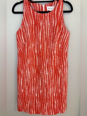 Milly Coral Orange Textured Shift Dress Halter Back Sleeveless Size 0 USA